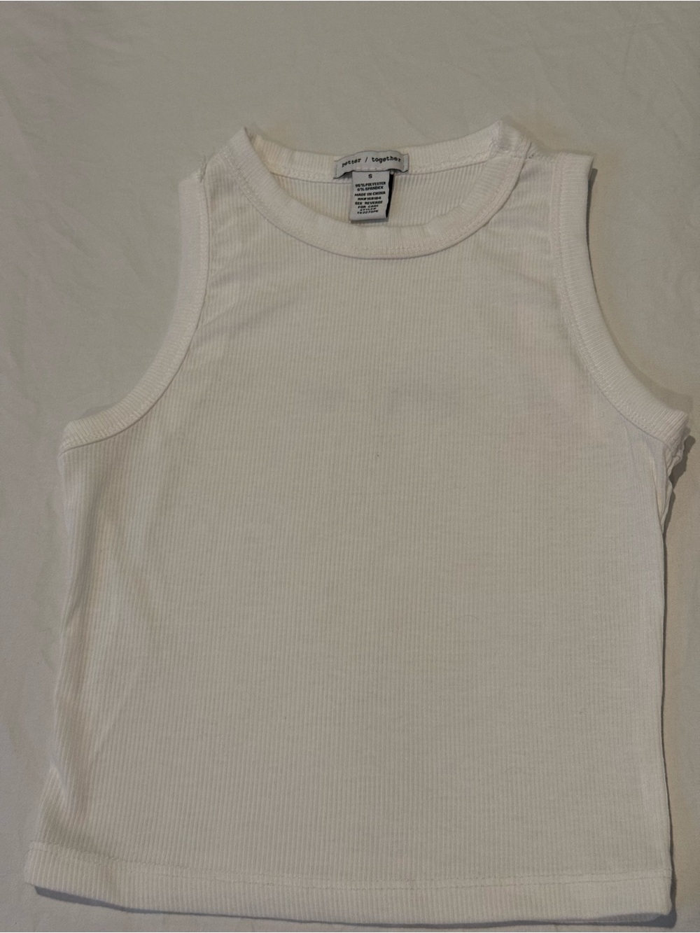 Women's White Ribbed Tank Top - Sleeveless Crewneck